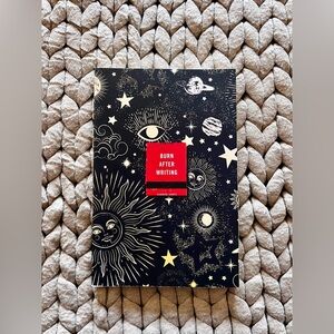 Burn After Writing Black and White Celestial Prompted Journal